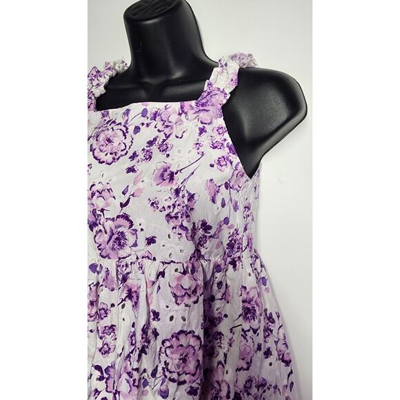 Btween SZ 12 Girls Dress Floral Embroidered Ruffle No Sleeve Baby Doll Lined - Picture 11 of 14